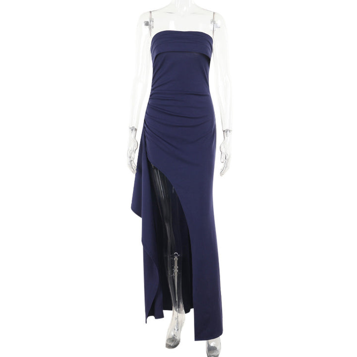 Damer elegant maxi-klänning med off shoulder-design och asymmetrisk slits Mirla-Eva Jonsson