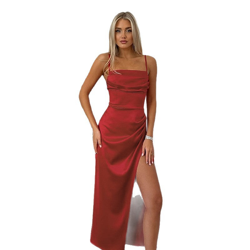Damer elegant maxiklänning med drapering och sidoklyfta Mirla-Eva Jonsson