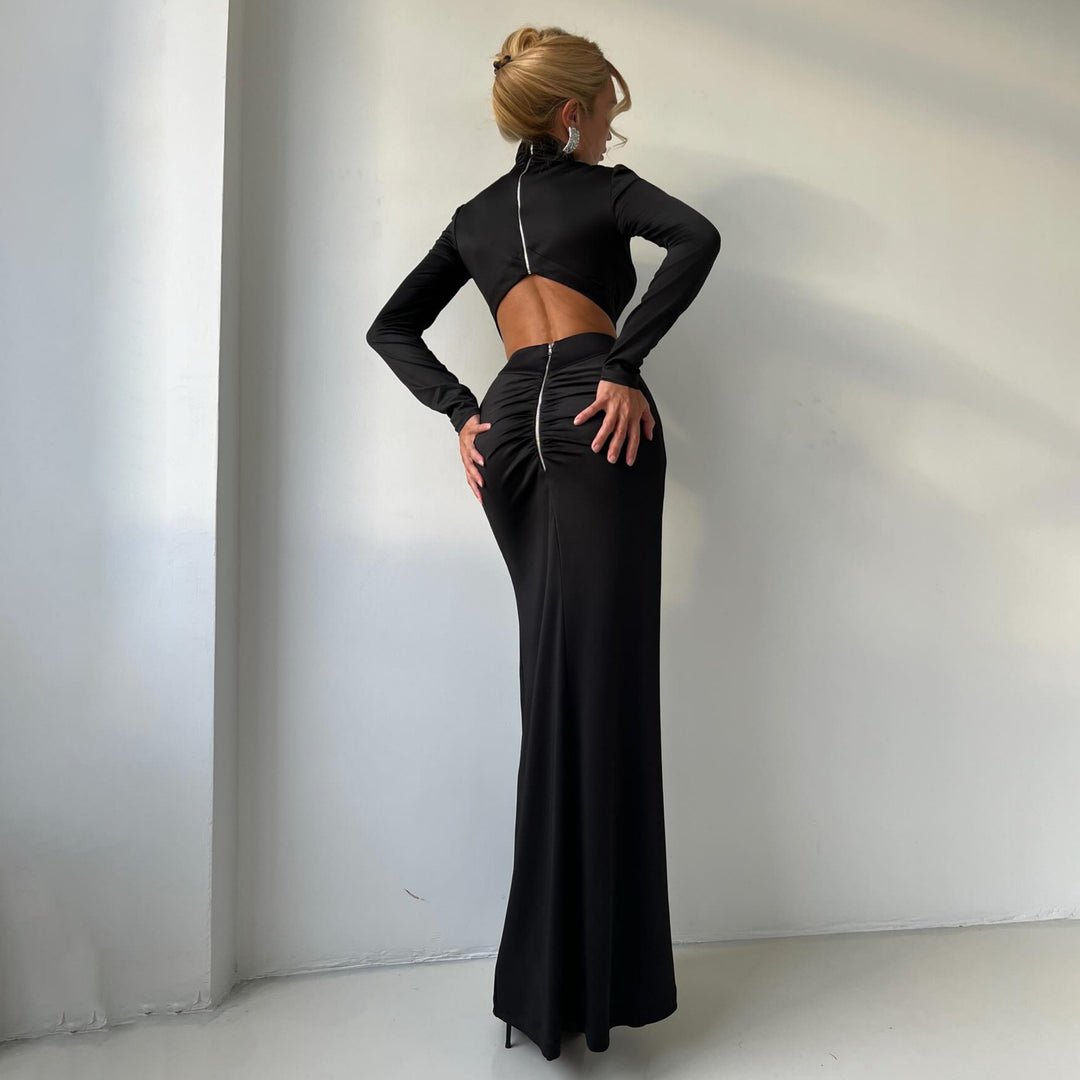 Damer elegant maxiklänning med hög krage och cut-out detaljer Mirla-Eva Jonsson
