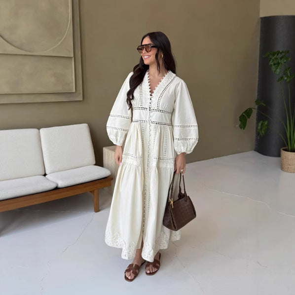 Damer elegant maxiklänning med konstfulla spetsdekorationer Mirla-Eva Jonsson
