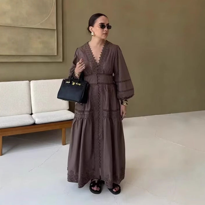 Damer elegant maxiklänning med konstfulla spetsdekorationer Mirla-Eva Jonsson