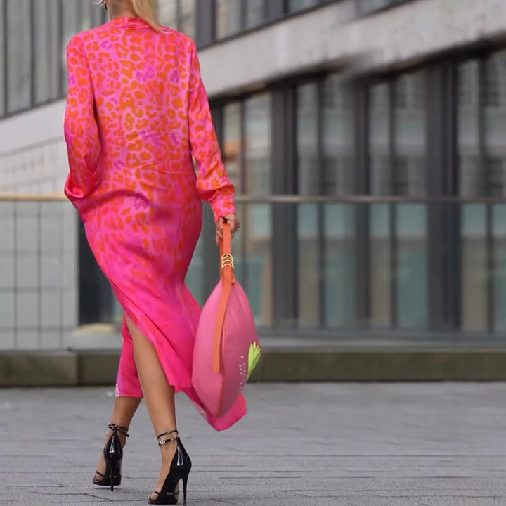 Damer elegant maxiklänning med leopardmönster Eva Jonsson-Eva Jonsson