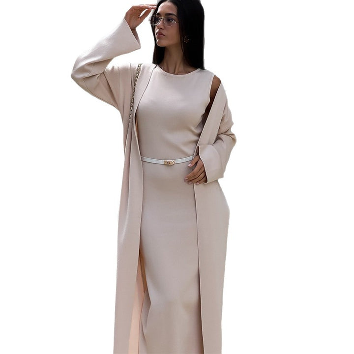 Damer elegant maxiklänning med matchande oversize kappa Mirla-Eva Jonsson
