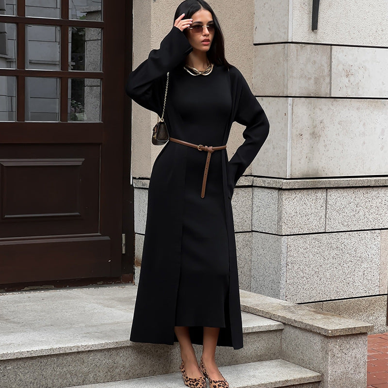Damer elegant maxiklänning med matchande oversize kappa Mirla-Eva Jonsson