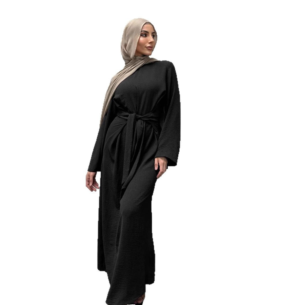 Damer elegant maxiklänning med omslagsbälte och långa ärmar Mirla-Eva Jonsson