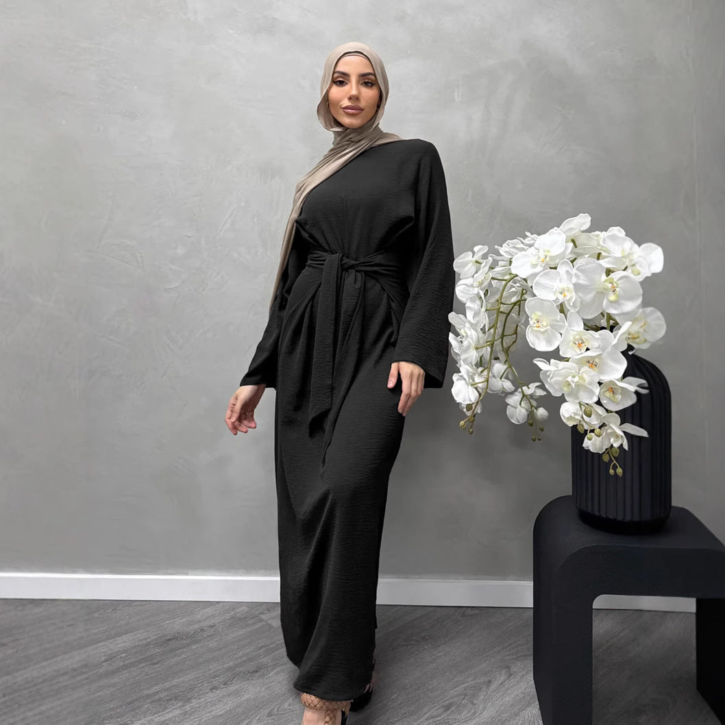 Damer elegant maxiklänning med omslagsbälte och långa ärmar Mirla-Eva Jonsson