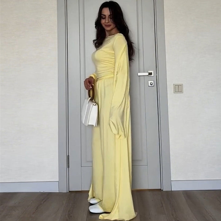 Damer elegant maxiklänning med voluminösa ärmar Mirla-Eva Jonsson