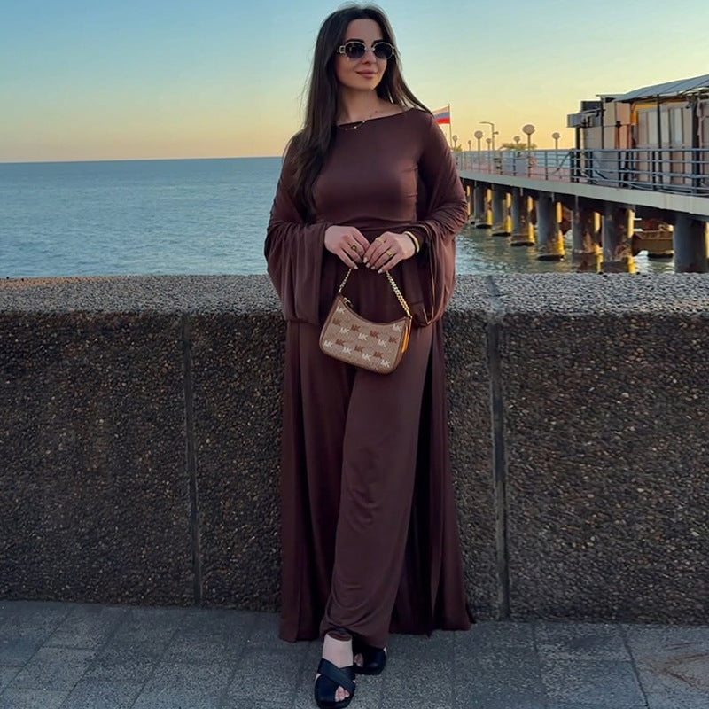 Damer elegant maxiklänning med voluminösa ärmar Mirla-Eva Jonsson