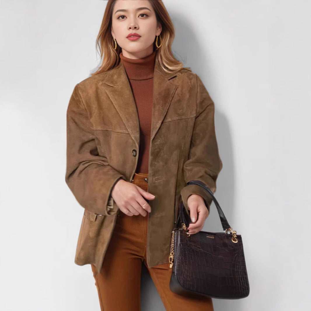 Damer elegant mocka blazer Mirla-Eva Jonsson