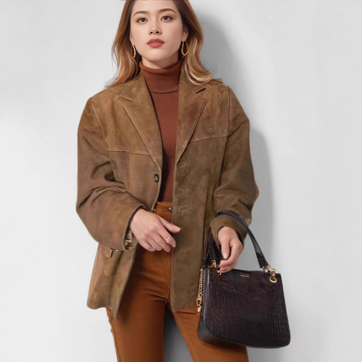 Damer elegant mocka blazer Mirla-Eva Jonsson