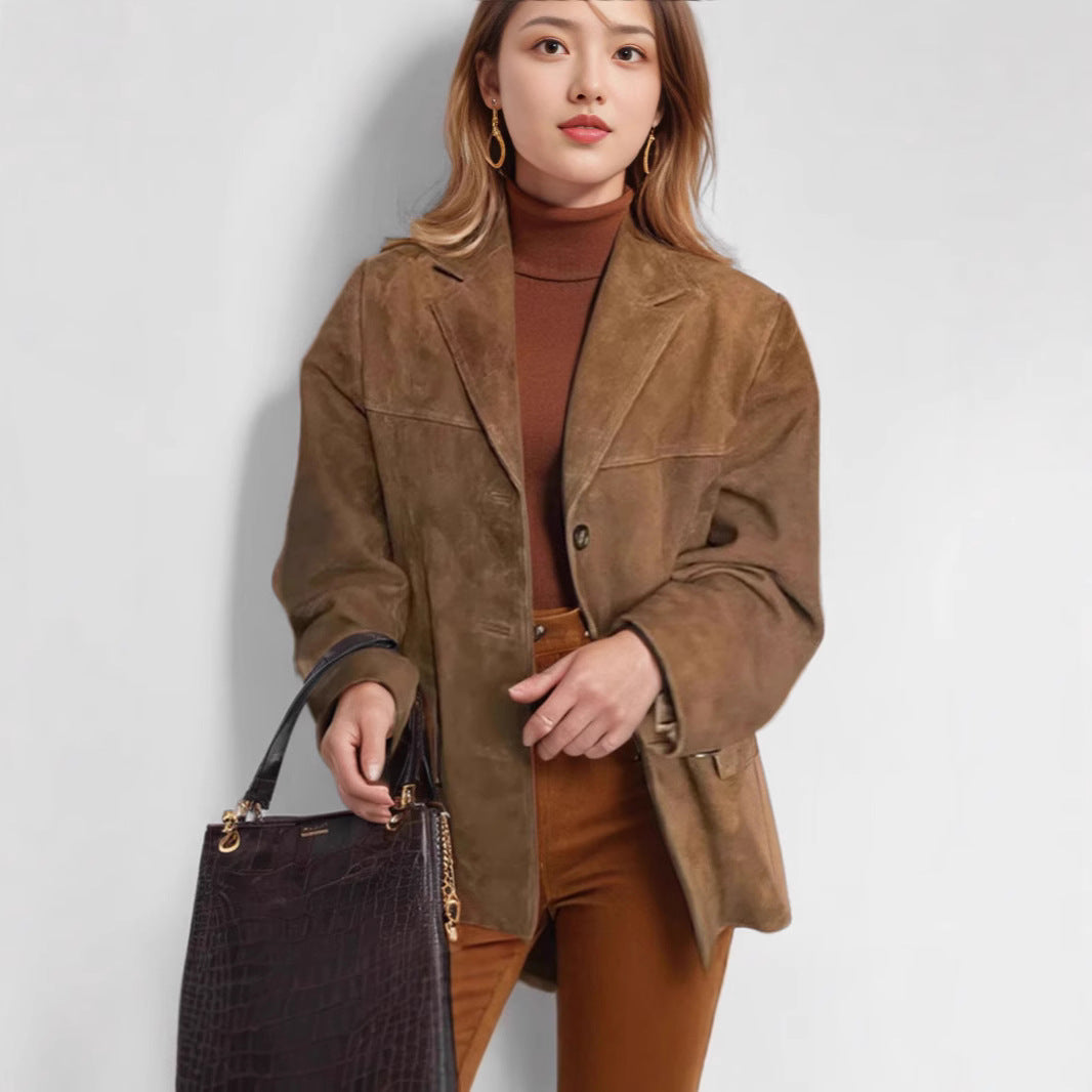Damer elegant mocka blazer Mirla-Eva Jonsson