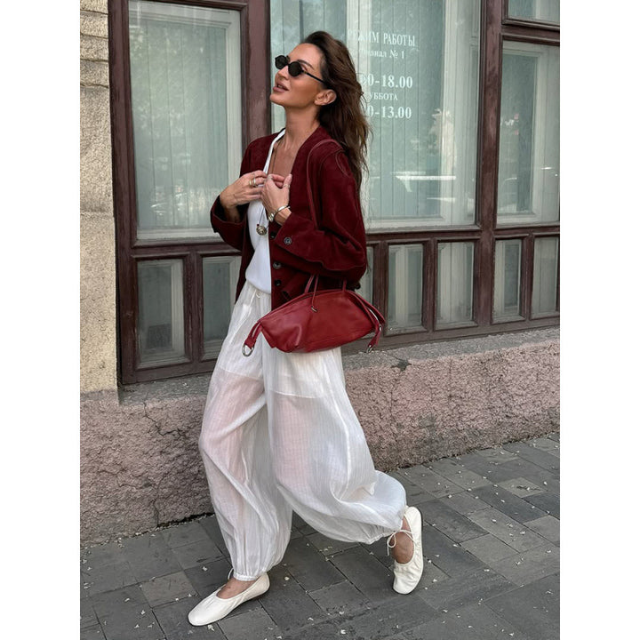 Damer elegant mockajacka i cropped design Mirla-Eva Jonsson