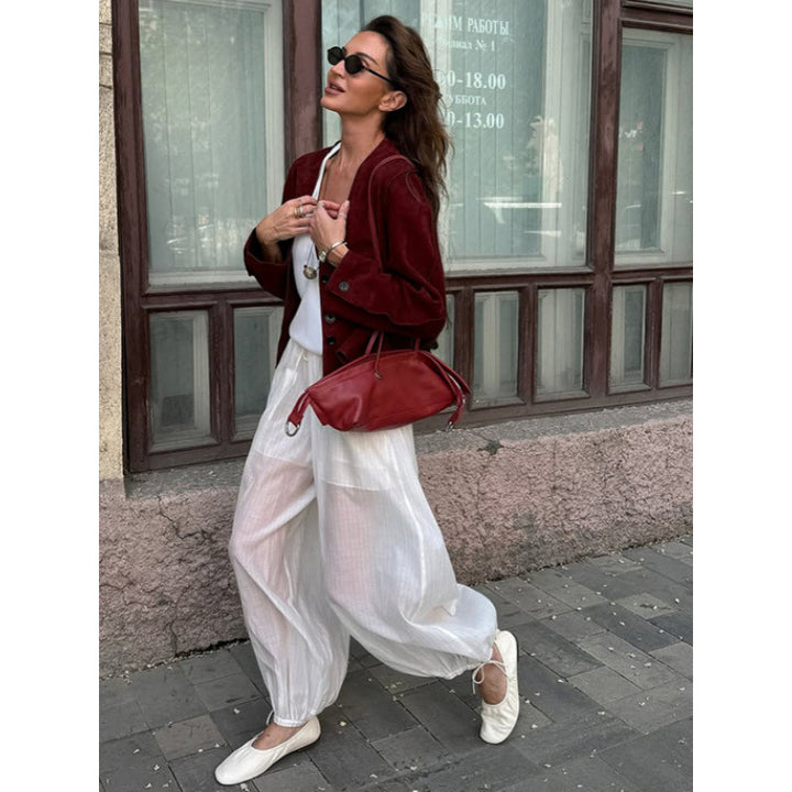 Damer elegant mockajacka i cropped design Mirla-Eva Jonsson