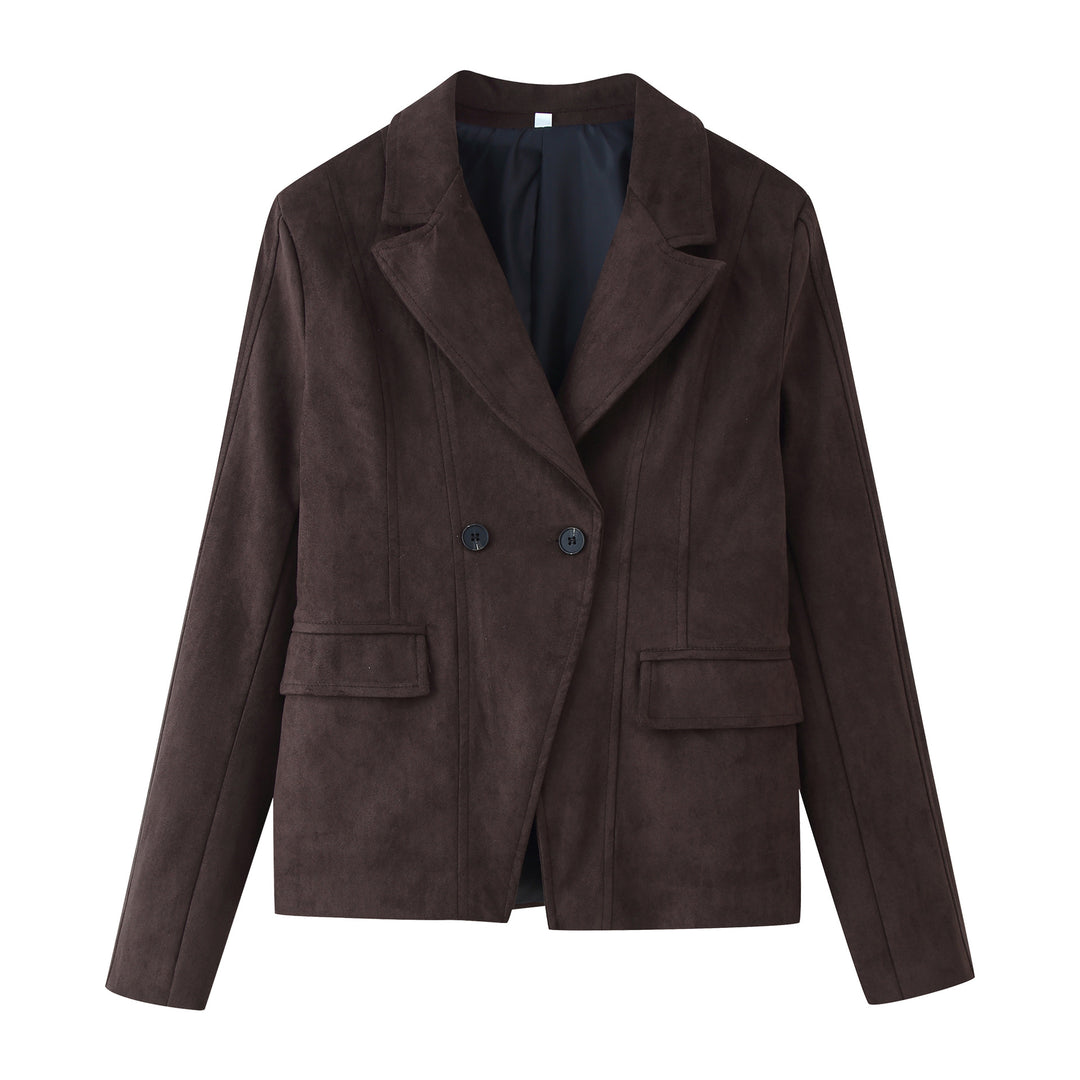 Damer elegant mockakavaj med dubbel knapprad och praktiska fickor Mirla-Eva Jonsson