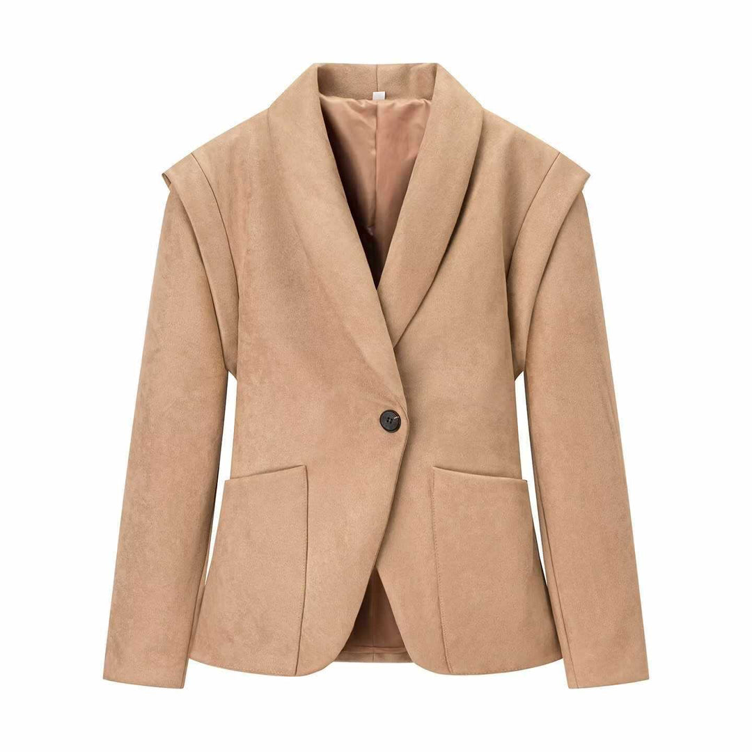 Damer elegant mockaskinnblazer med strukturerad design Mirla-Eva Jonsson