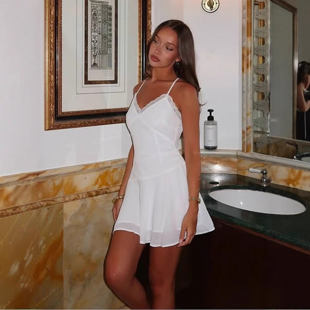 Damer elegant nattskjorta med ömma spetsdetaljer Mirla-Eva Jonsson