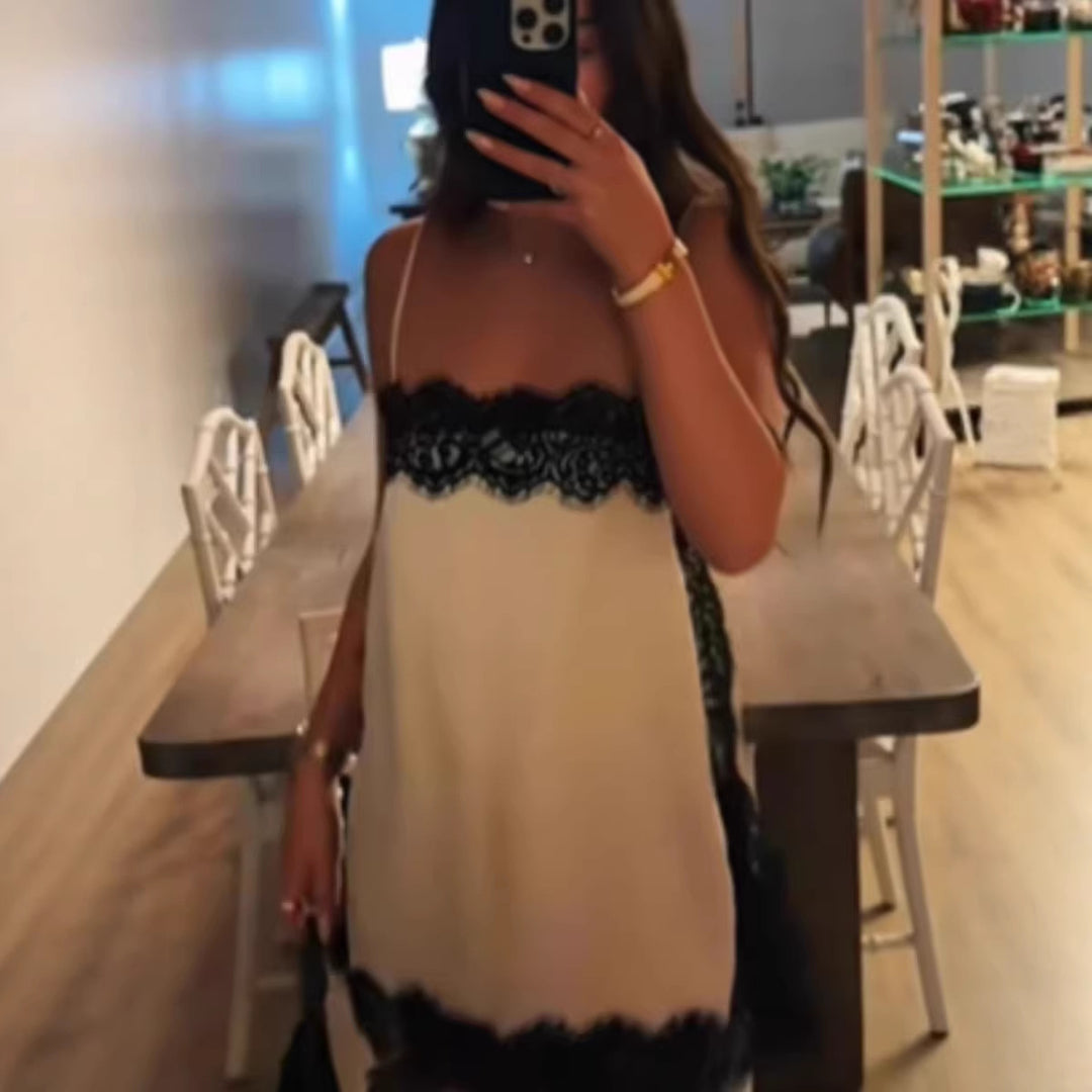 Damer elegant nattskjorta med spetsdetaljer Mirla-Eva Jonsson