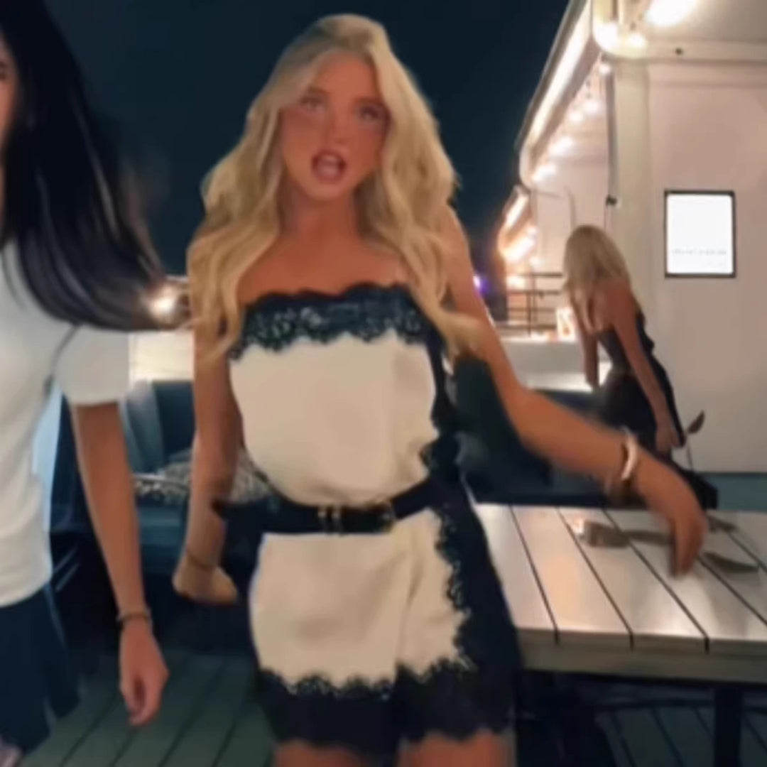 Damer elegant nattskjorta med spetsdetaljer Mirla-Eva Jonsson