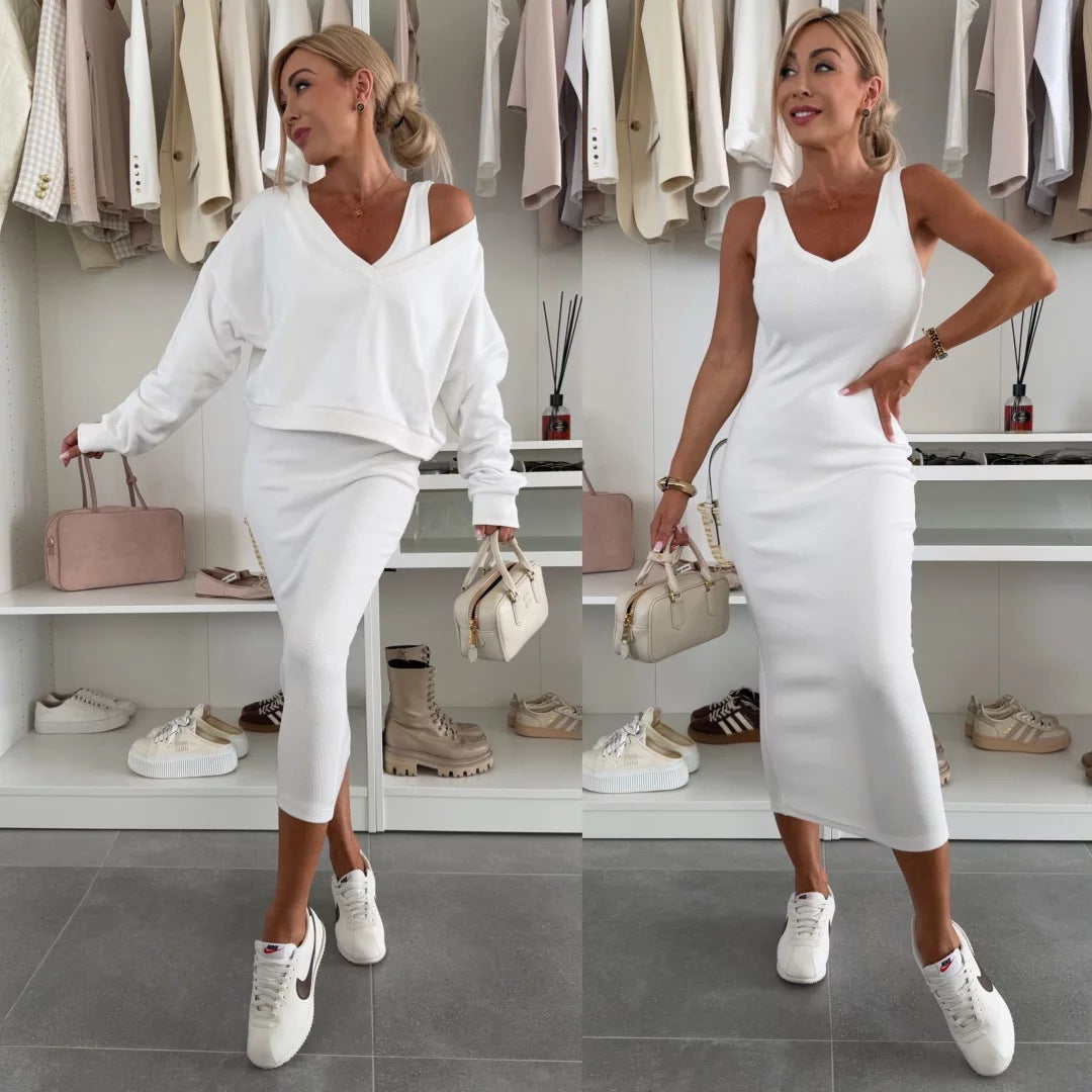 Damer elegant och avslappnad midi-klänning med oversized tröja Mirla-Eva Jonsson