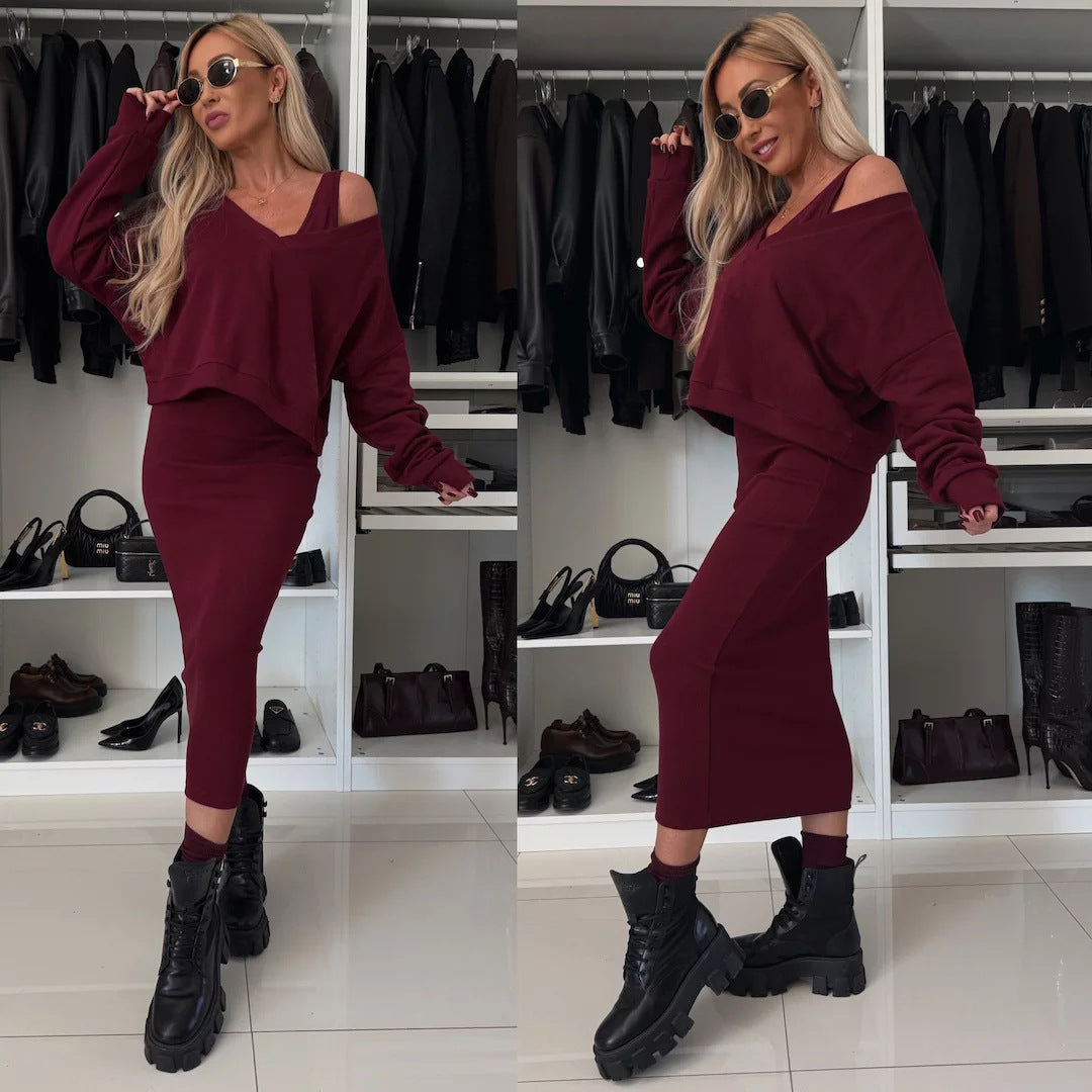Damer elegant och avslappnad midi-klänning med oversized tröja Mirla-Eva Jonsson