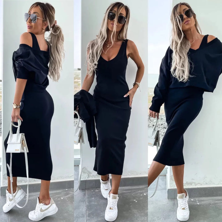 Damer elegant och avslappnad midi-klänning med oversized tröja Mirla-Eva Jonsson