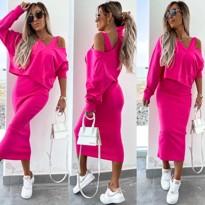 Damer elegant och avslappnad midi-klänning med oversized tröja Mirla-Eva Jonsson