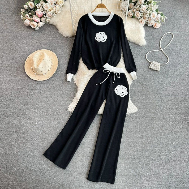 Damer elegant och bekväm fritidsset med blommönster Mirla-Eva Jonsson