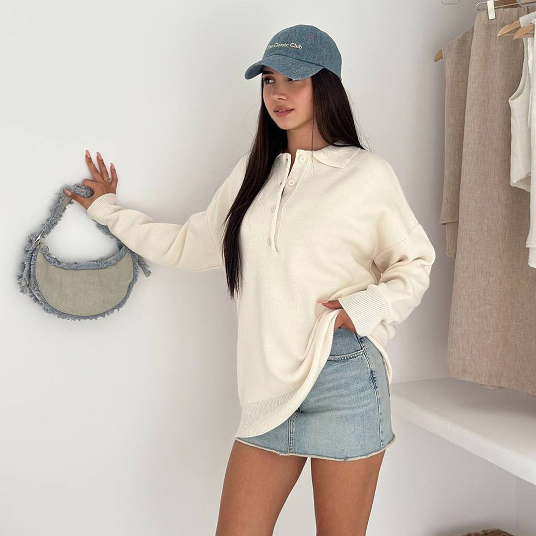 Damer elegant och bekväm långärmad skjorta med knapplist Mirla-Eva Jonsson