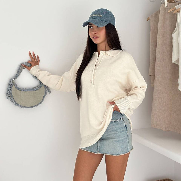 Damer elegant och bekväm långärmad skjorta med knapplist Mirla-Eva Jonsson
