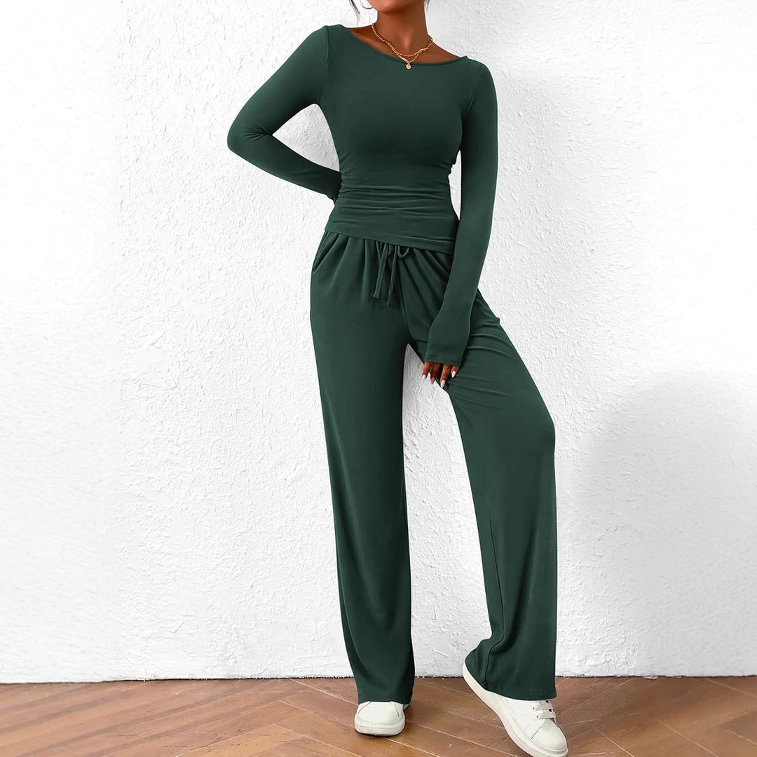 Damer elegant och bekväm lounge-set med lång ärm och elastisk midja Mirla-Eva Jonsson