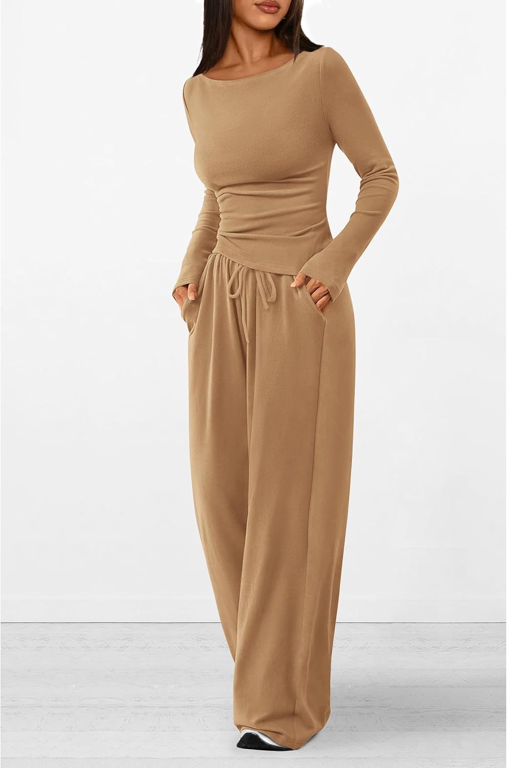 Damer elegant och bekväm lounge-set med lång ärm och elastisk midja Mirla-Eva Jonsson