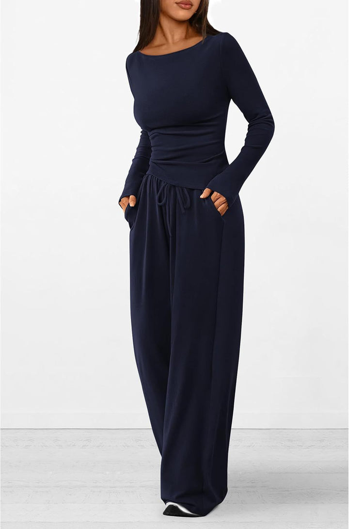 Damer elegant och bekväm lounge-set med lång ärm och elastisk midja Mirla-Eva Jonsson