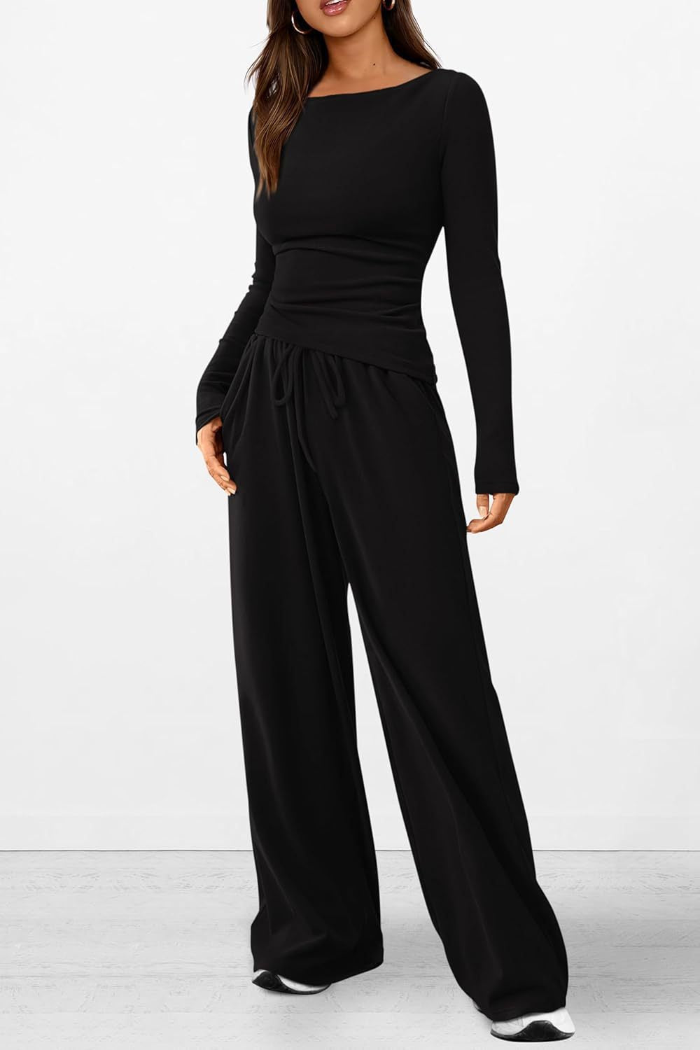 Damer elegant och bekväm lounge-set med lång ärm och elastisk midja Mirla-Eva Jonsson