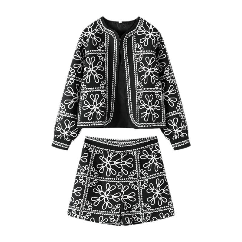 Damer elegant och lekfullt blazer-set med blommönster Mirla-Eva Jonsson