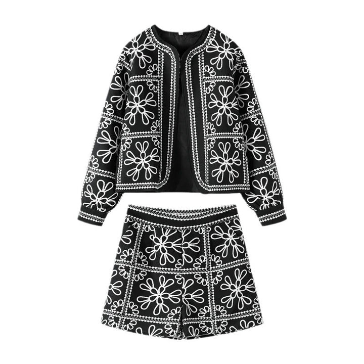 Damer elegant och lekfullt blazer-set med blommönster Mirla-Eva Jonsson