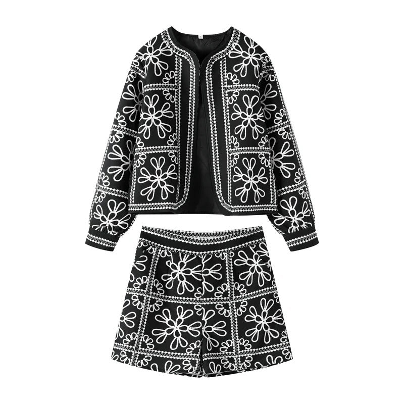 Damer elegant och lekfullt blazer-set med blommönster Mirla-Eva Jonsson