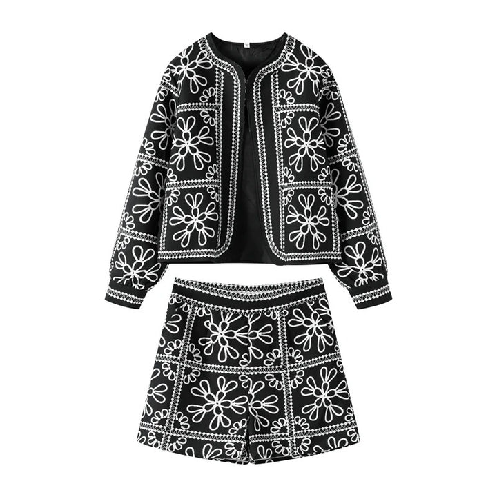 Damer elegant och lekfullt blazer-set med blommönster Mirla-Eva Jonsson