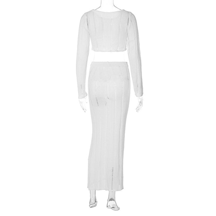 Damer elegant och luftig Crop-Top med matchande Maxikjol Mirla-Eva Jonsson