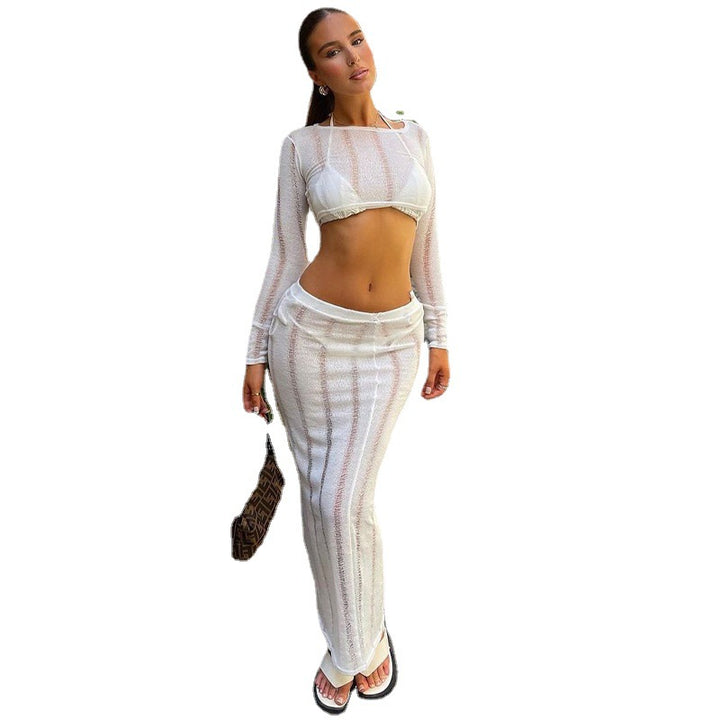 Damer elegant och luftig Crop-Top med matchande Maxikjol Mirla-Eva Jonsson