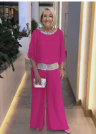 Damer elegant och luftig jumpsuit med glittrande midja Mirla-Eva Jonsson