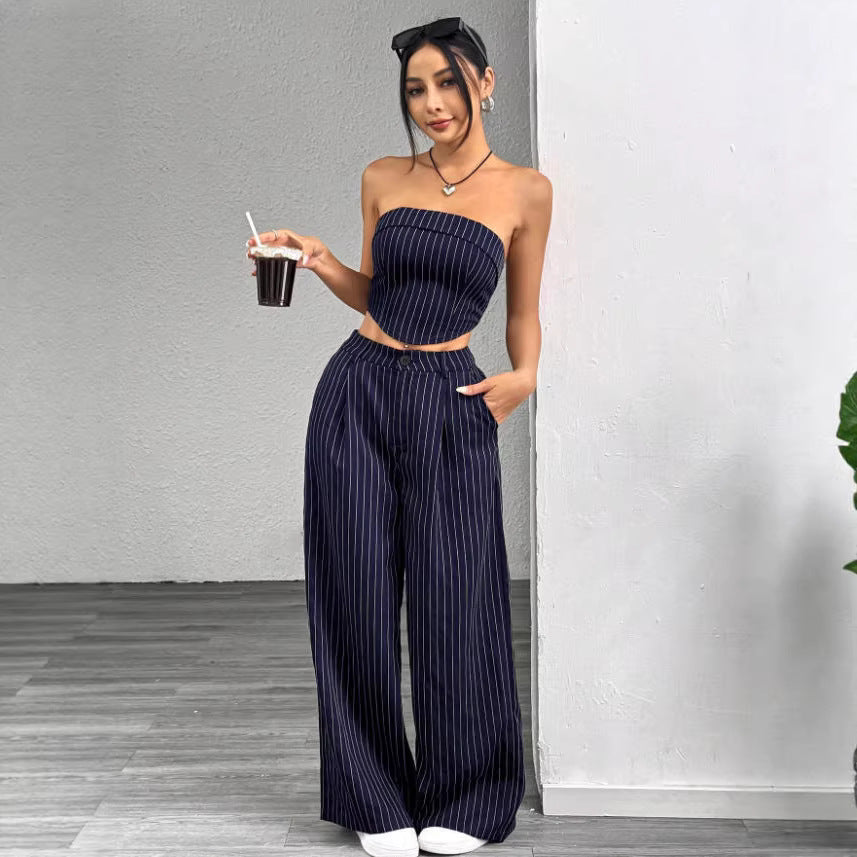 Damer elegant och luftigt set med randigt mönster Mirla-Eva Jonsson