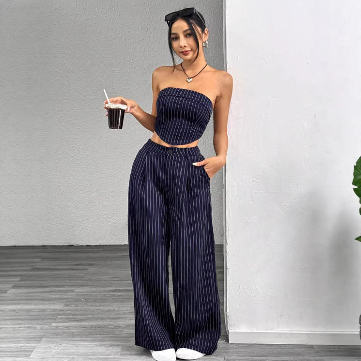 Damer elegant och luftigt set med randigt mönster Mirla-Eva Jonsson