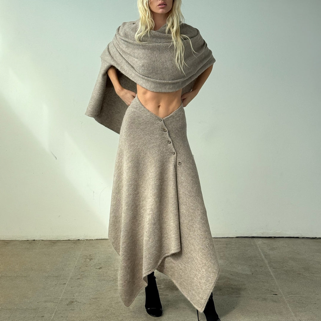 Damer elegant och mångsidig asymmetrisk kjol med knappdetaljer Mirla-Eva Jonsson