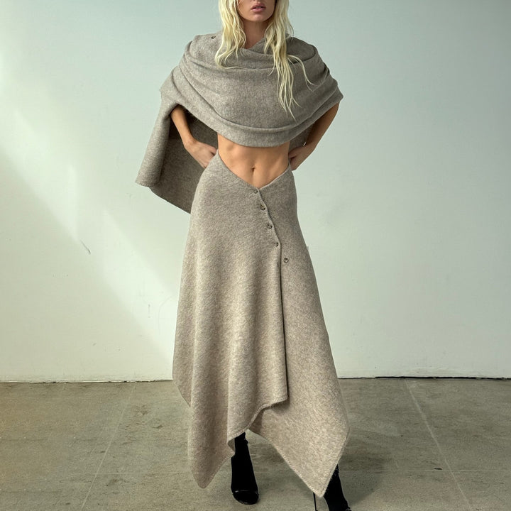 Damer elegant och mångsidig asymmetrisk kjol med knappdetaljer Mirla-Eva Jonsson