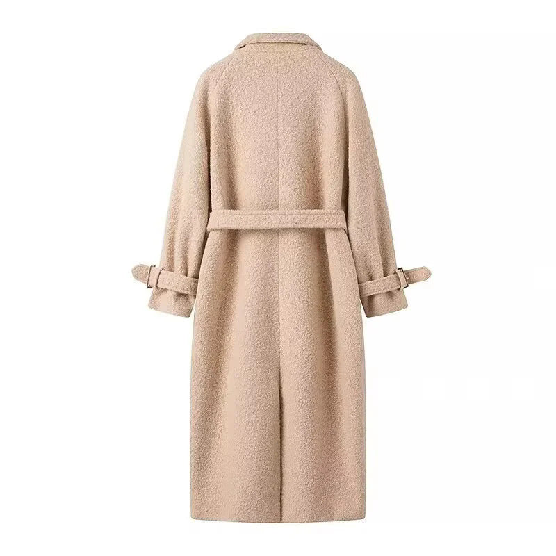 Damer elegant och mysig ullkappa med bälte och påsydda fickor Mirla-Eva Jonsson