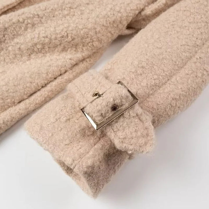 Damer elegant och mysig ullkappa med bälte och påsydda fickor Mirla-Eva Jonsson