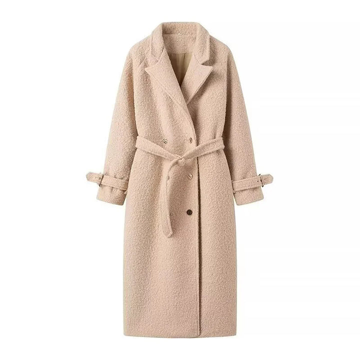 Damer elegant och mysig ullkappa med bälte och påsydda fickor Mirla-Eva Jonsson