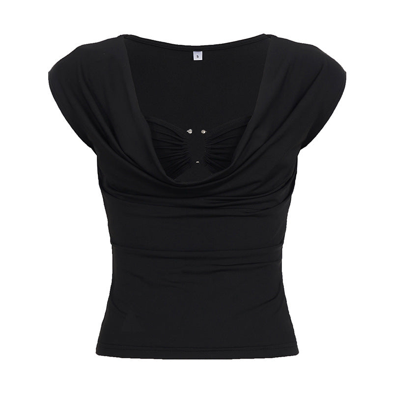 Damer elegant och raffinerad topp med drapering Mirla-Eva Jonsson