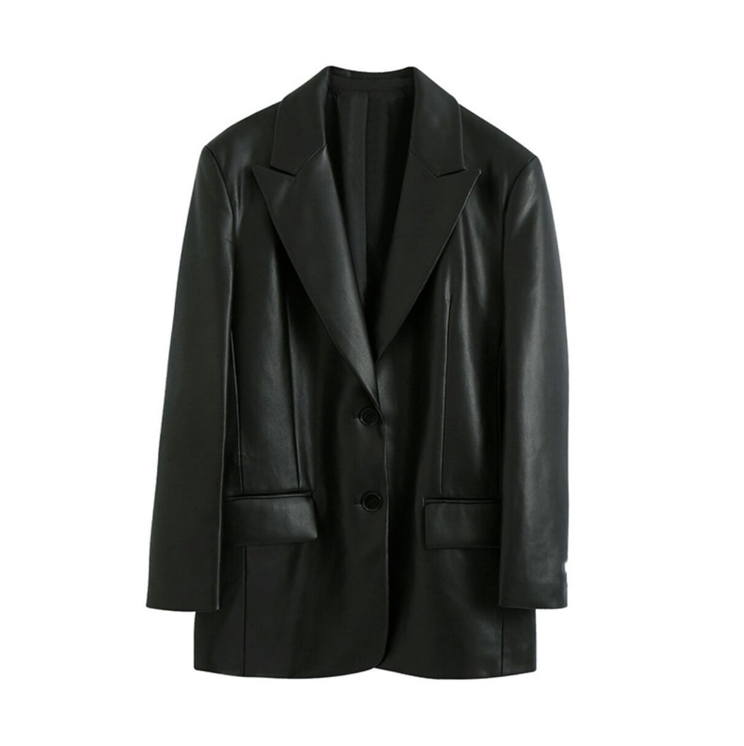 Damer elegant och stilfull läderblazer Mirla-Eva Jonsson