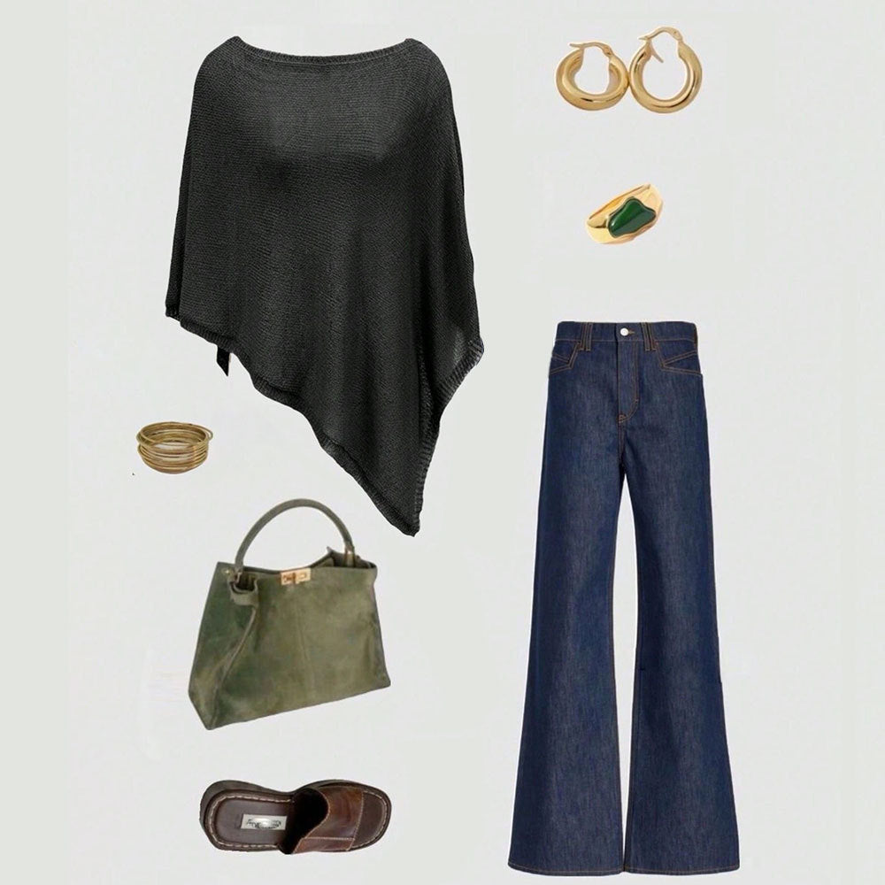 Damer elegant och stilig poncho blus Mirla-Eva Jonsson